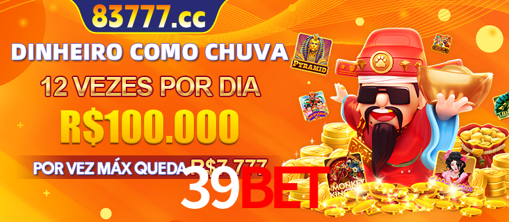 Banner do programa de recompensas Recomende para amigos do 39BET, detalhando os bônus por convidar amigos, com prêmios que chegam a R$288.888.
